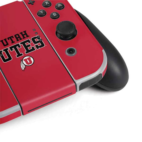 Utah Utes Text on Red Nintendo Switch OLED (2021) Skin